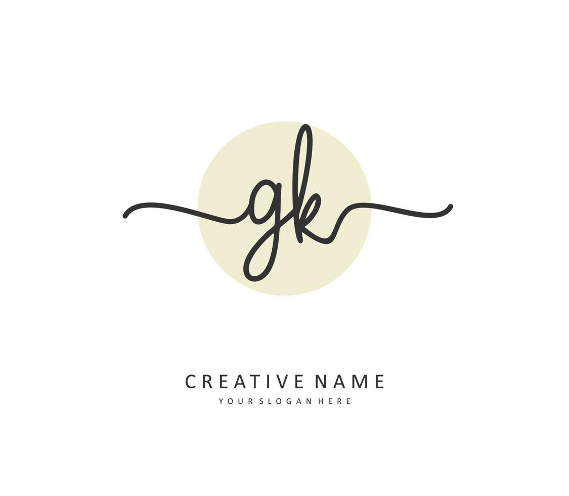 G K GK Initial letter handwriting and  signature logo. A concept handwriting initial logo with template element. vector