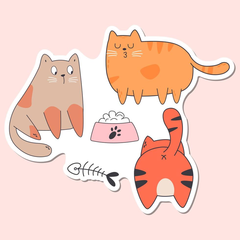 vector un pegatina modelo de gato dibujos animados personaje