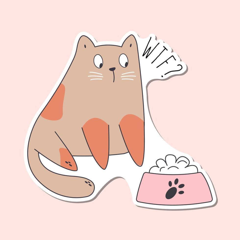 vector a sticker template of cat cartoon character