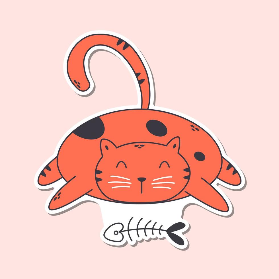 vector a sticker template of cat cartoon character
