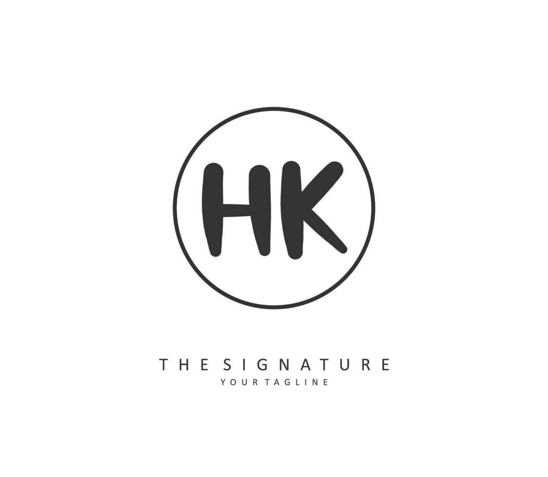 H K HK Initial letter handwriting and  signature logo. A concept handwriting initial logo with template element. vector