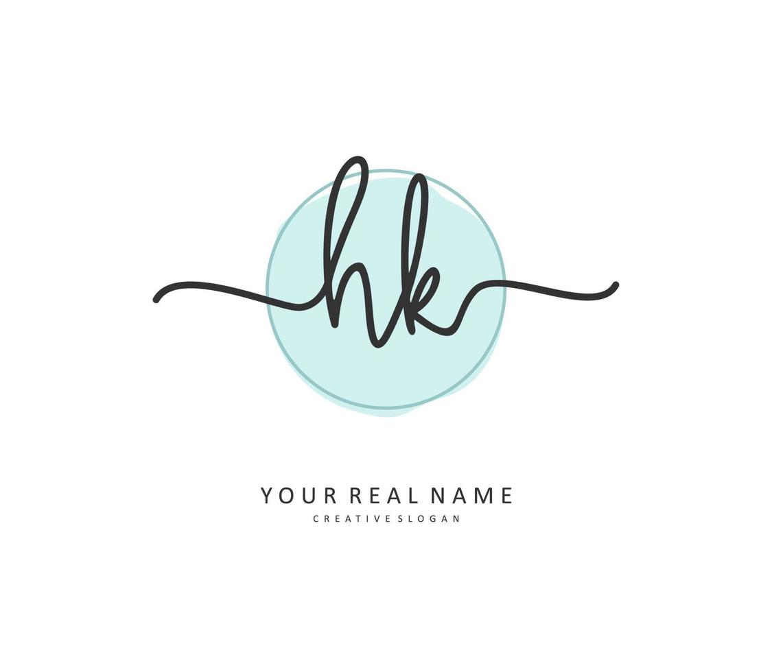 H K HK Initial letter handwriting and  signature logo. A concept handwriting initial logo with template element. vector