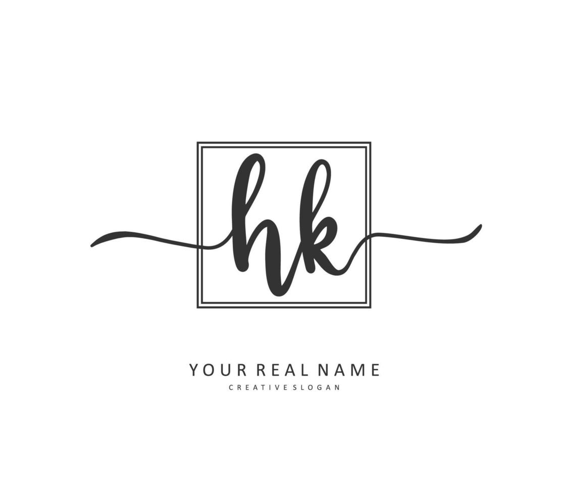 H K HK Initial letter handwriting and  signature logo. A concept handwriting initial logo with template element. vector