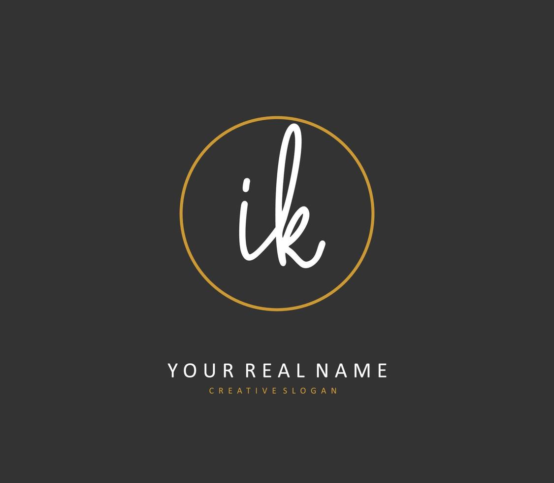 I K IK Initial letter handwriting and  signature logo. A concept handwriting initial logo with template element. vector
