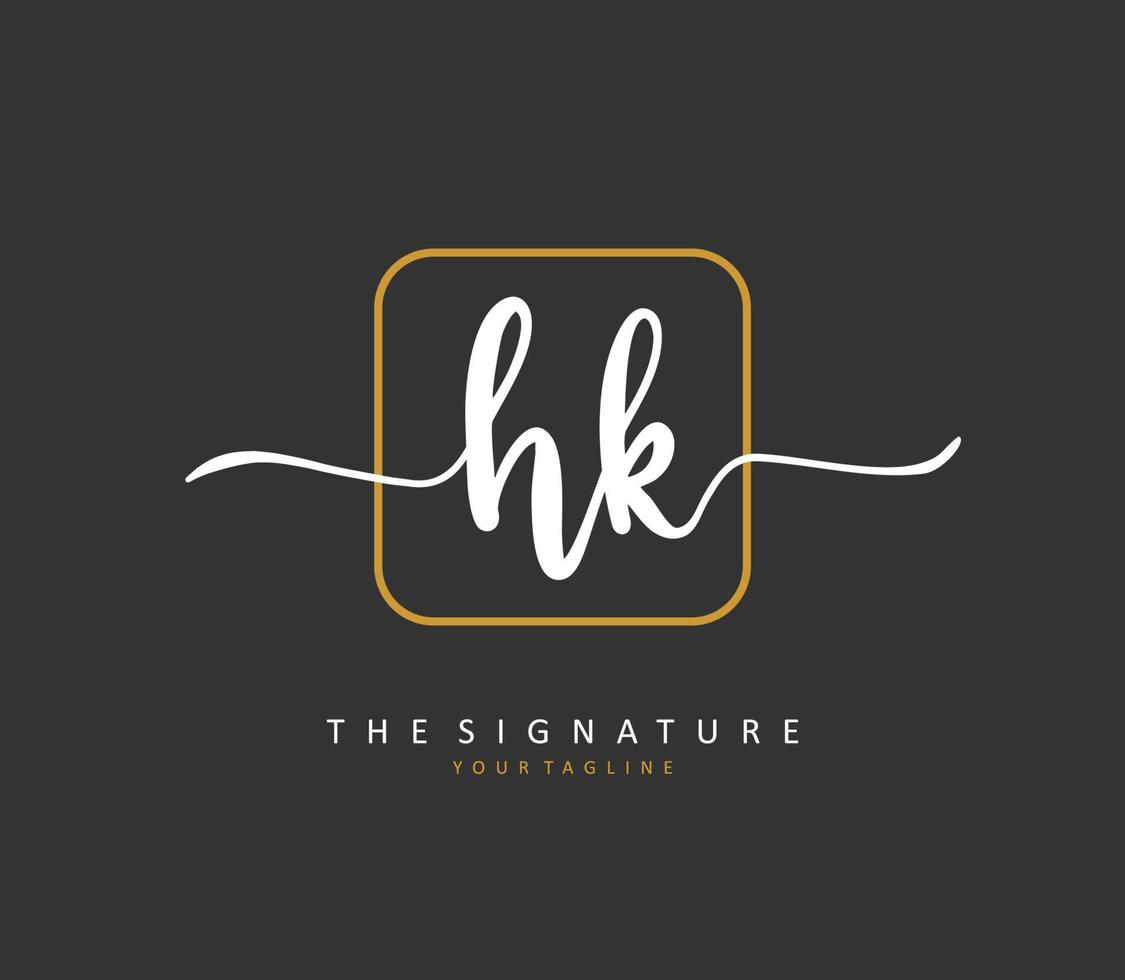 h k hk inicial letra escritura y firma logo. un concepto escritura inicial logo con modelo elemento. vector