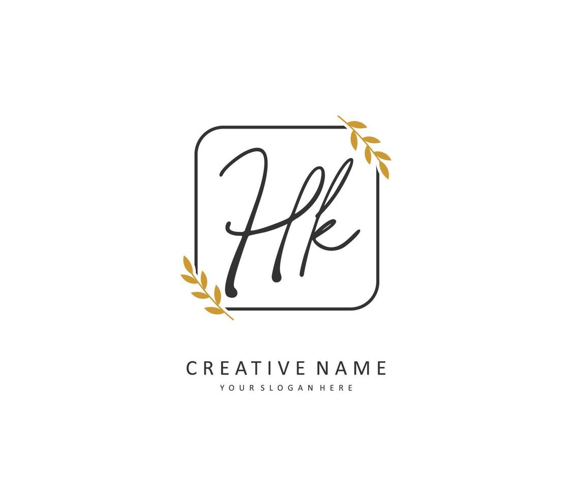H K HK Initial letter handwriting and  signature logo. A concept handwriting initial logo with template element. vector
