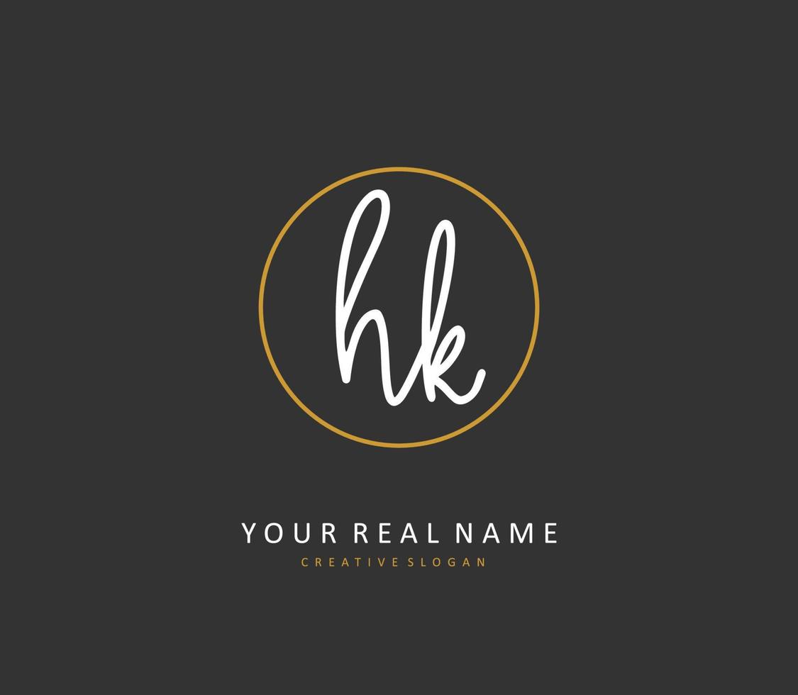 H K HK Initial letter handwriting and  signature logo. A concept handwriting initial logo with template element. vector