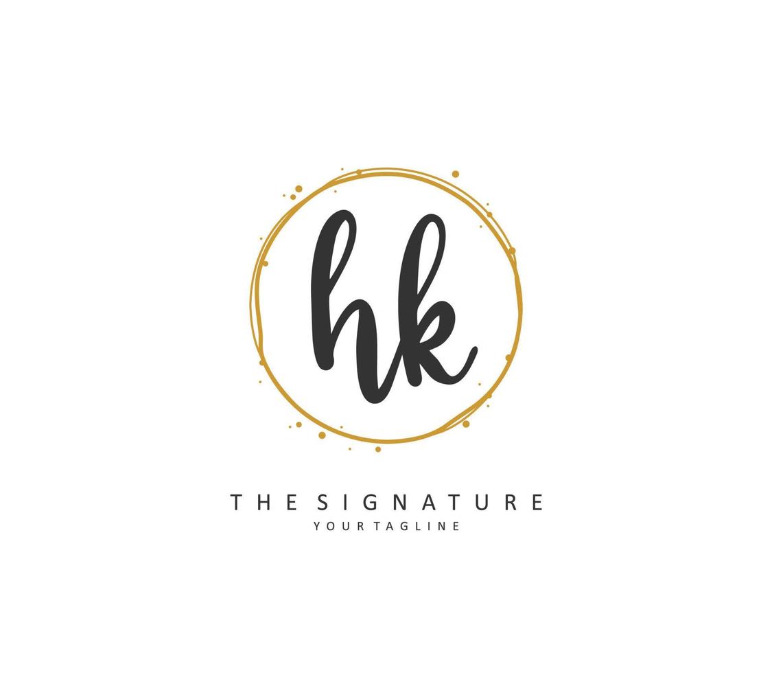 H K HK Initial letter handwriting and  signature logo. A concept handwriting initial logo with template element. vector