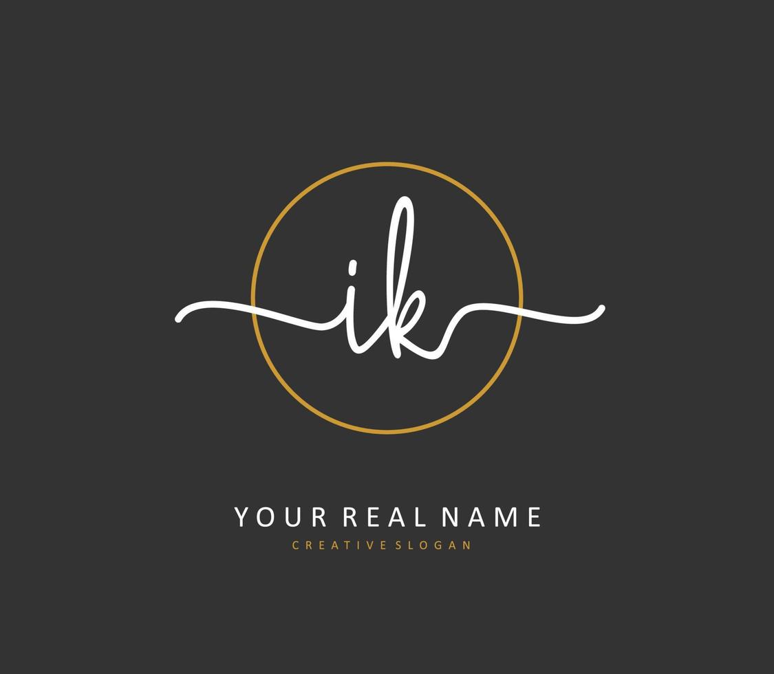 I K IK Initial letter handwriting and  signature logo. A concept handwriting initial logo with template element. vector