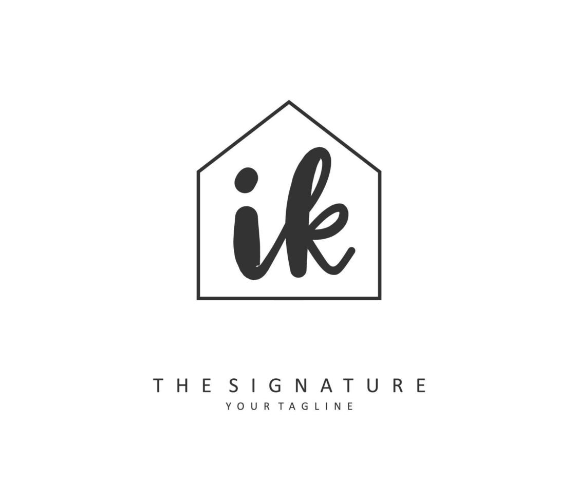 I K IK Initial letter handwriting and  signature logo. A concept handwriting initial logo with template element. vector