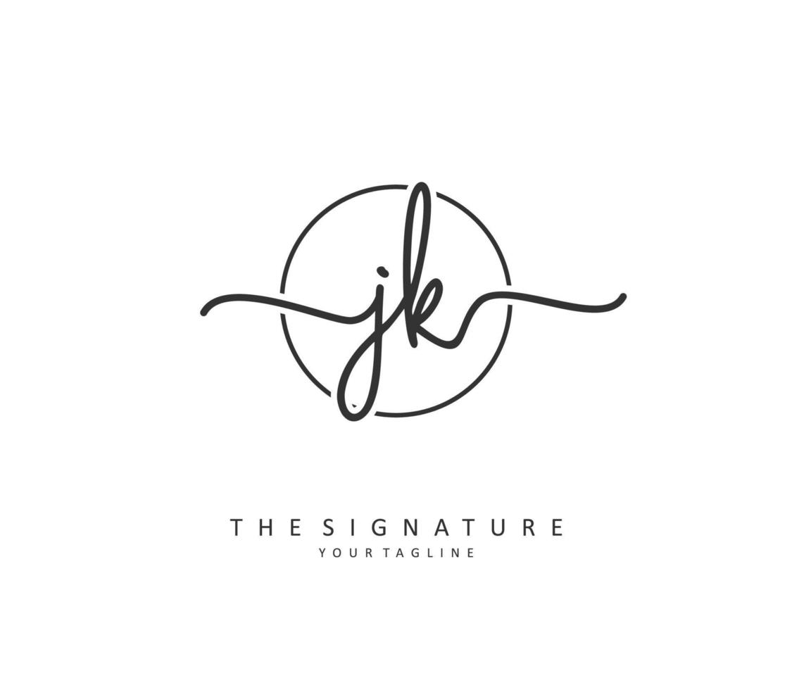 J K JK Initial letter handwriting and  signature logo. A concept handwriting initial logo with template element. vector