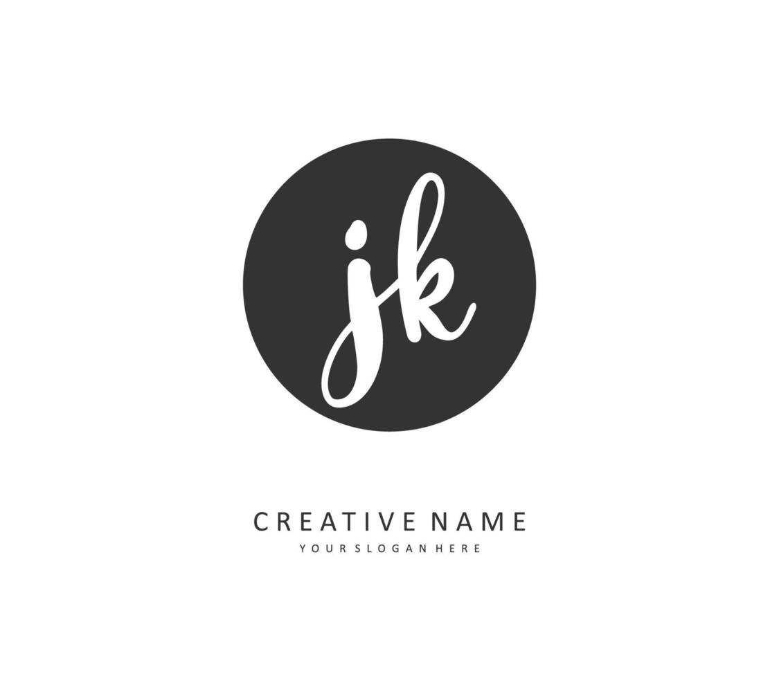 J K JK Initial letter handwriting and  signature logo. A concept handwriting initial logo with template element. vector