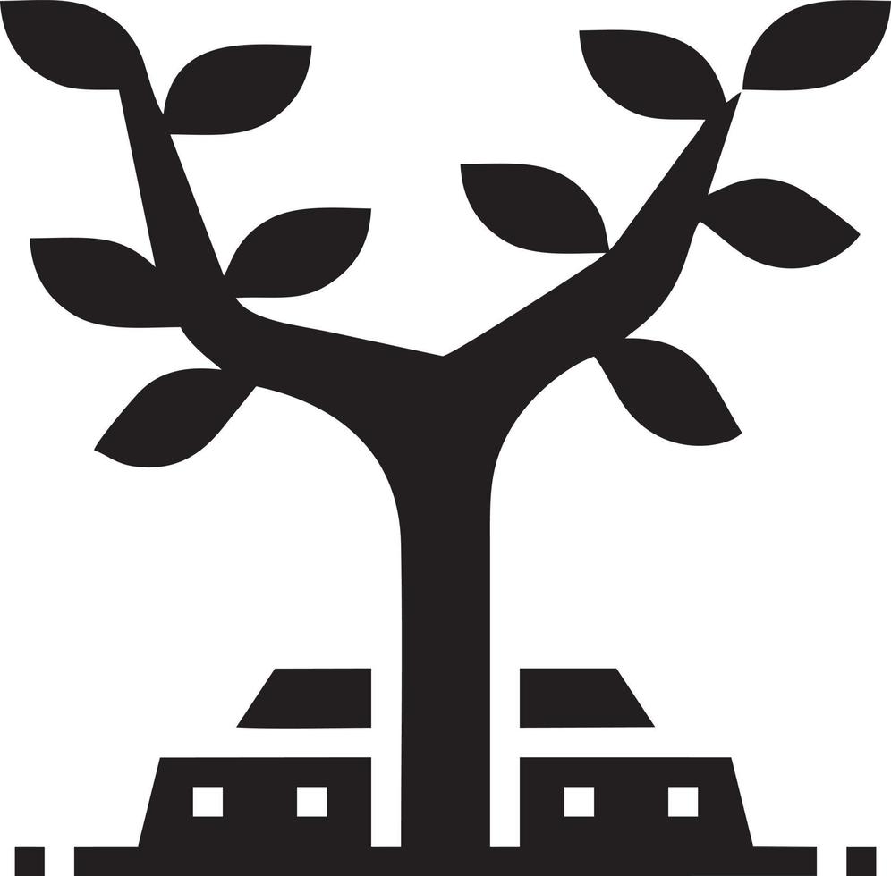 Tree icon symbol image vector, illustration of the tree botany in black image vector