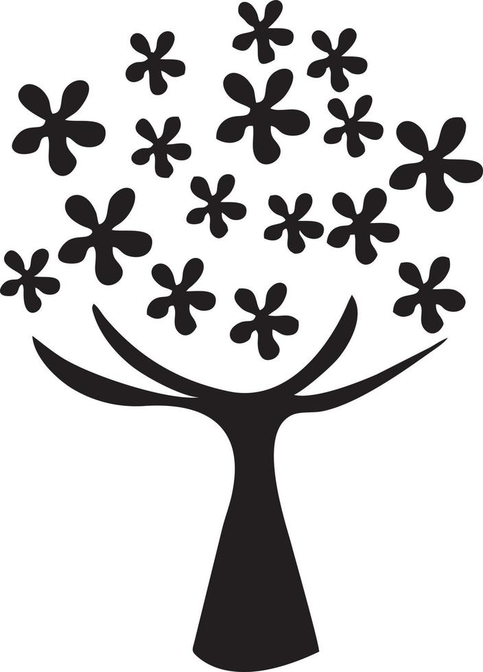 Tree icon symbol image vector, illustration of the tree botany in black image vector