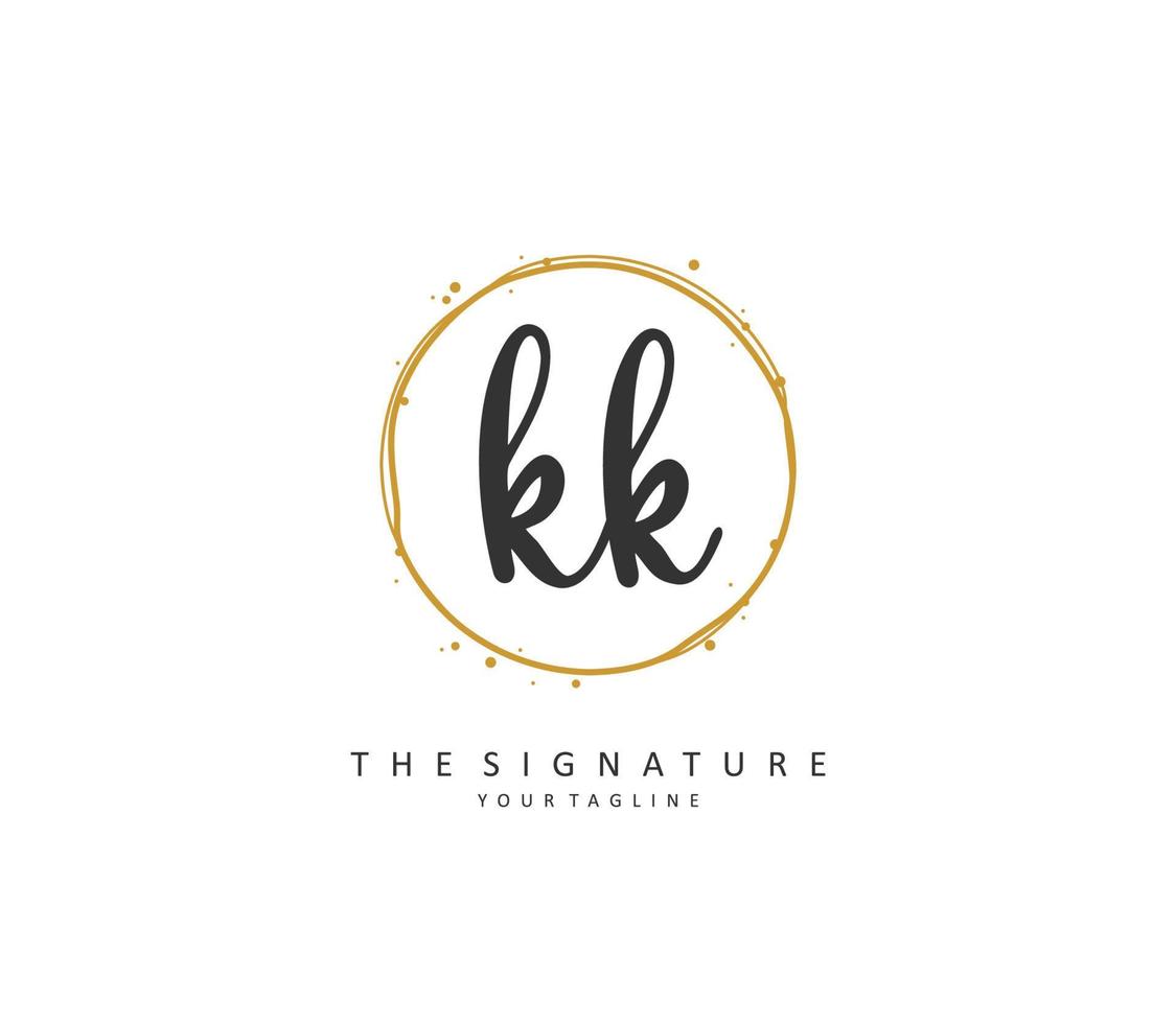 K KK Initial letter handwriting and  signature logo. A concept handwriting initial logo with template element. vector