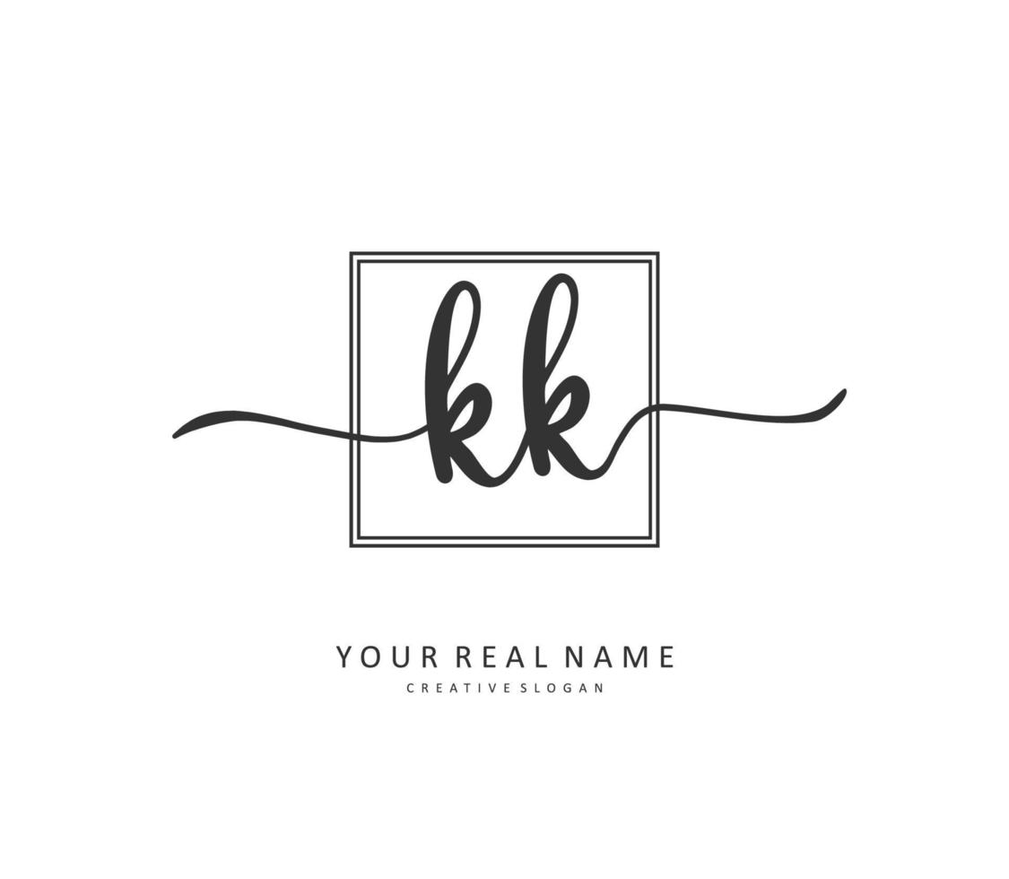K KK Initial letter handwriting and  signature logo. A concept handwriting initial logo with template element. vector