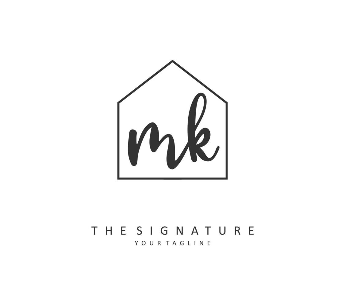 M K MK Initial letter handwriting and  signature logo. A concept handwriting initial logo with template element. vector