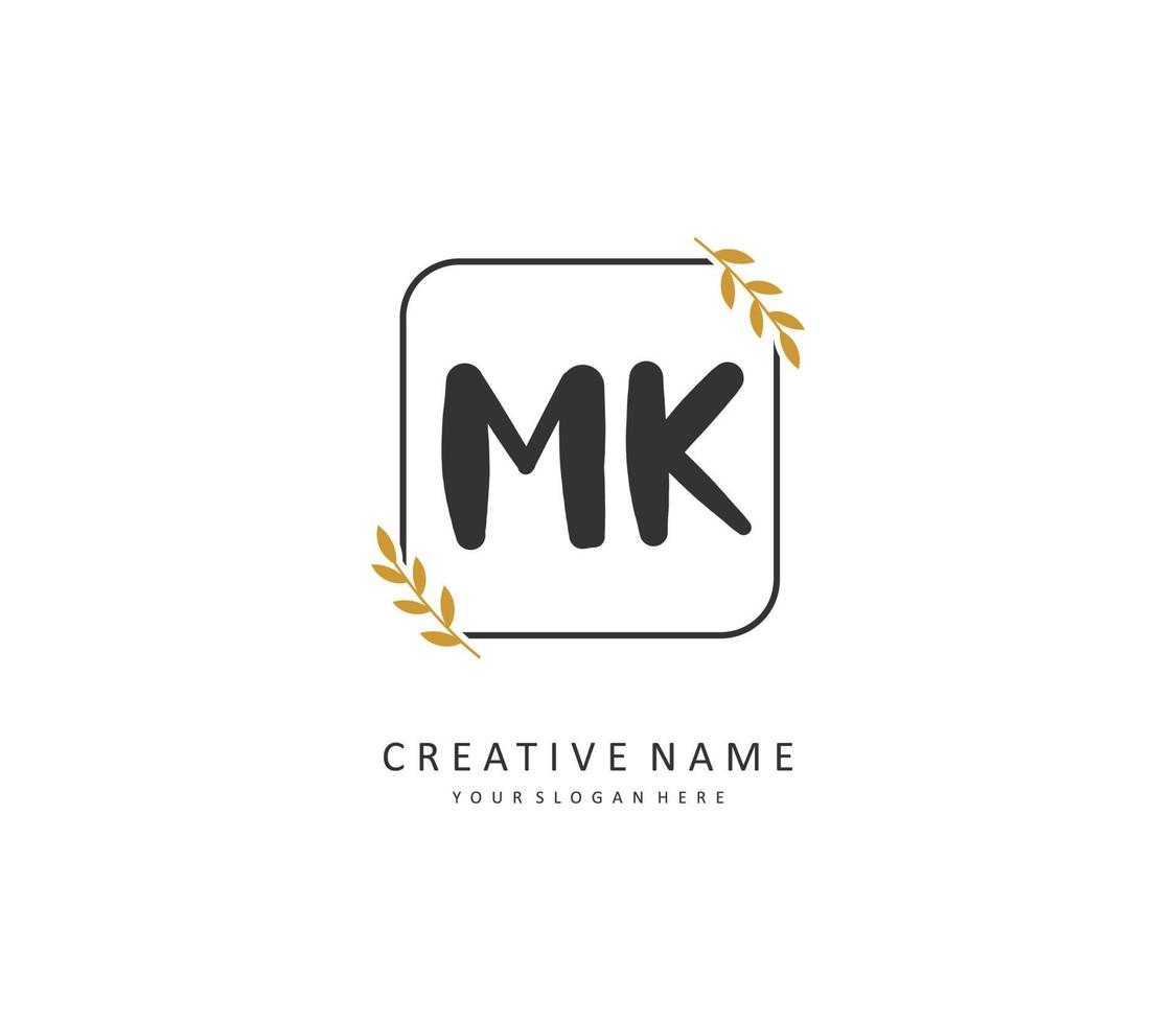 M K MK Initial letter handwriting and  signature logo. A concept handwriting initial logo with template element. vector