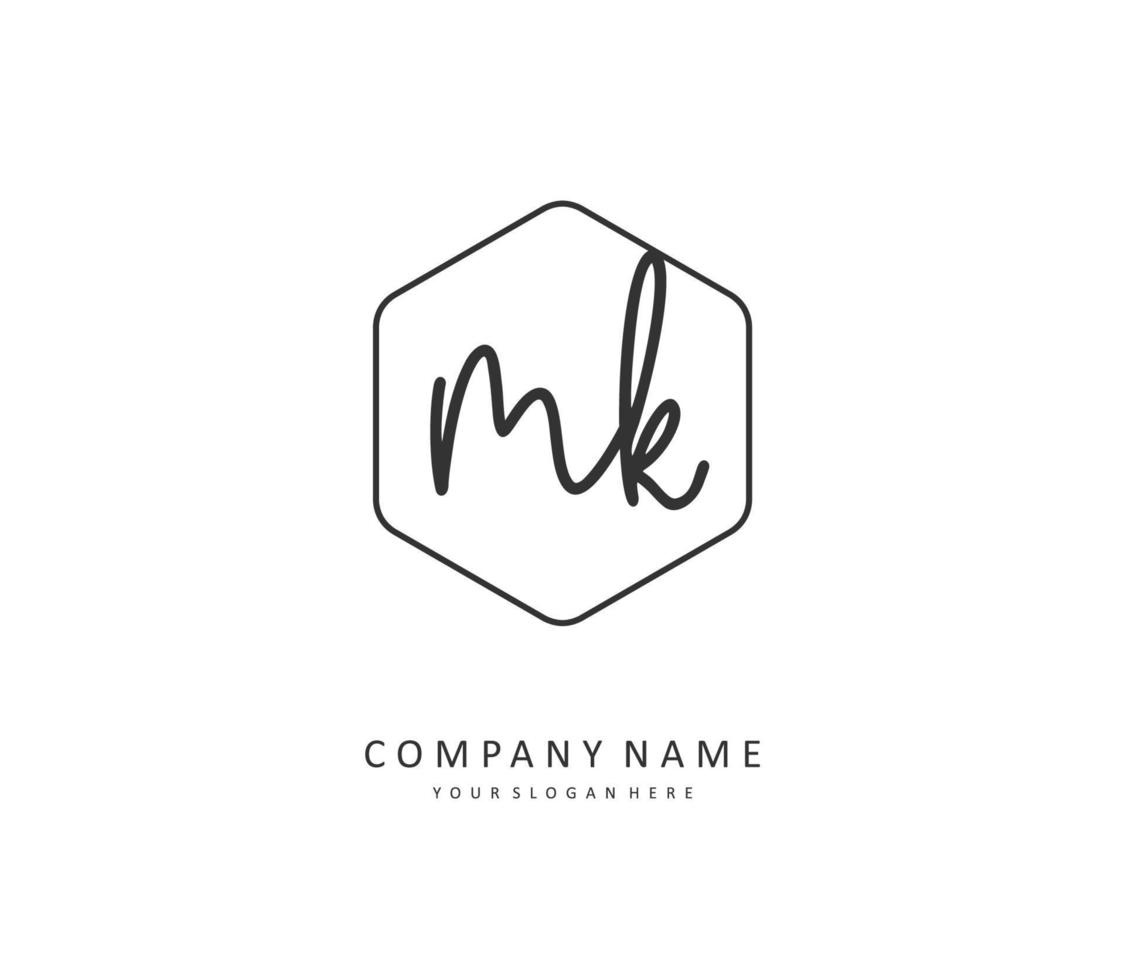 M K MK Initial letter handwriting and  signature logo. A concept handwriting initial logo with template element. vector