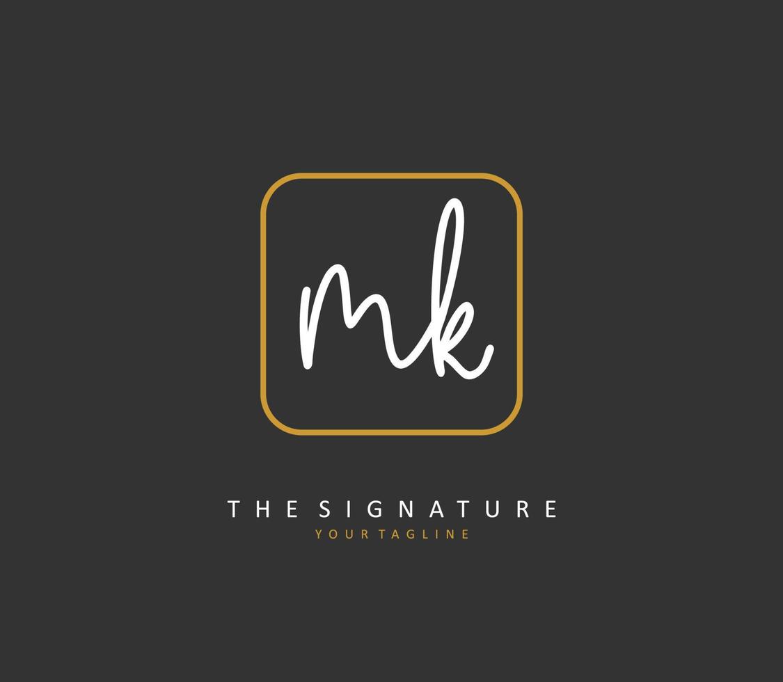 M K MK Initial letter handwriting and  signature logo. A concept handwriting initial logo with template element. vector