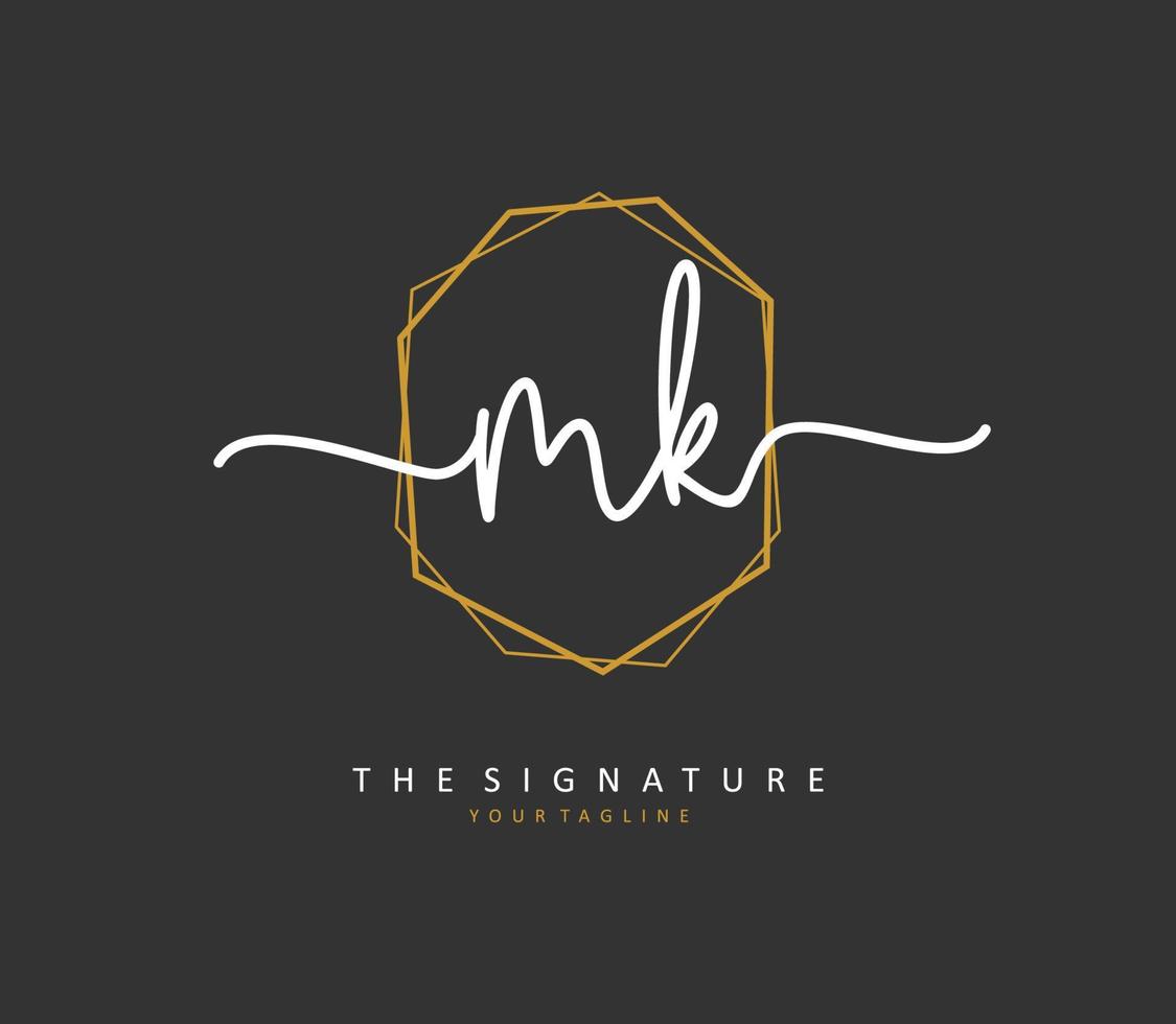 M K MK Initial letter handwriting and  signature logo. A concept handwriting initial logo with template element. vector