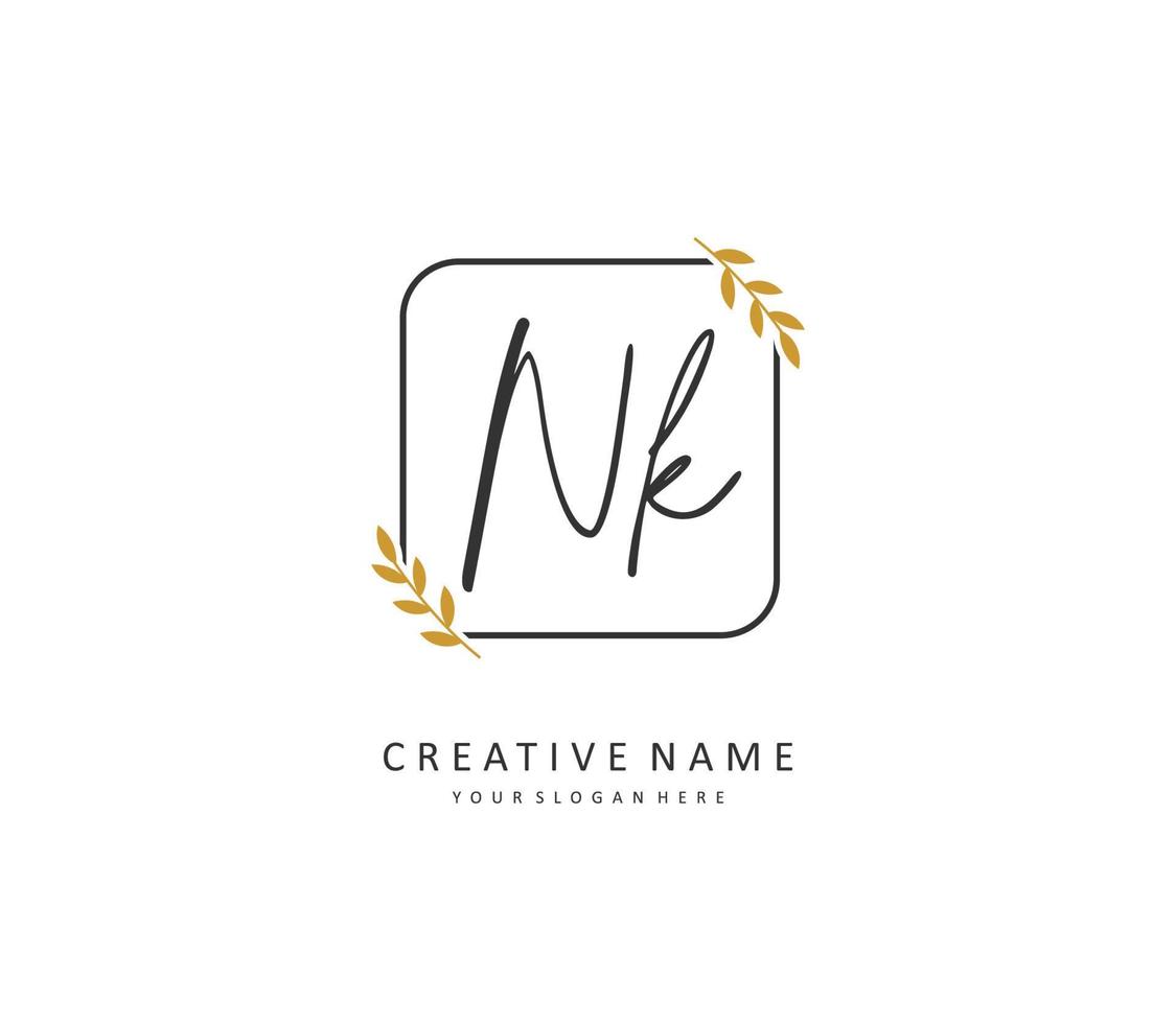 norte k nk inicial letra escritura y firma logo. un concepto escritura inicial logo con modelo elemento. vector