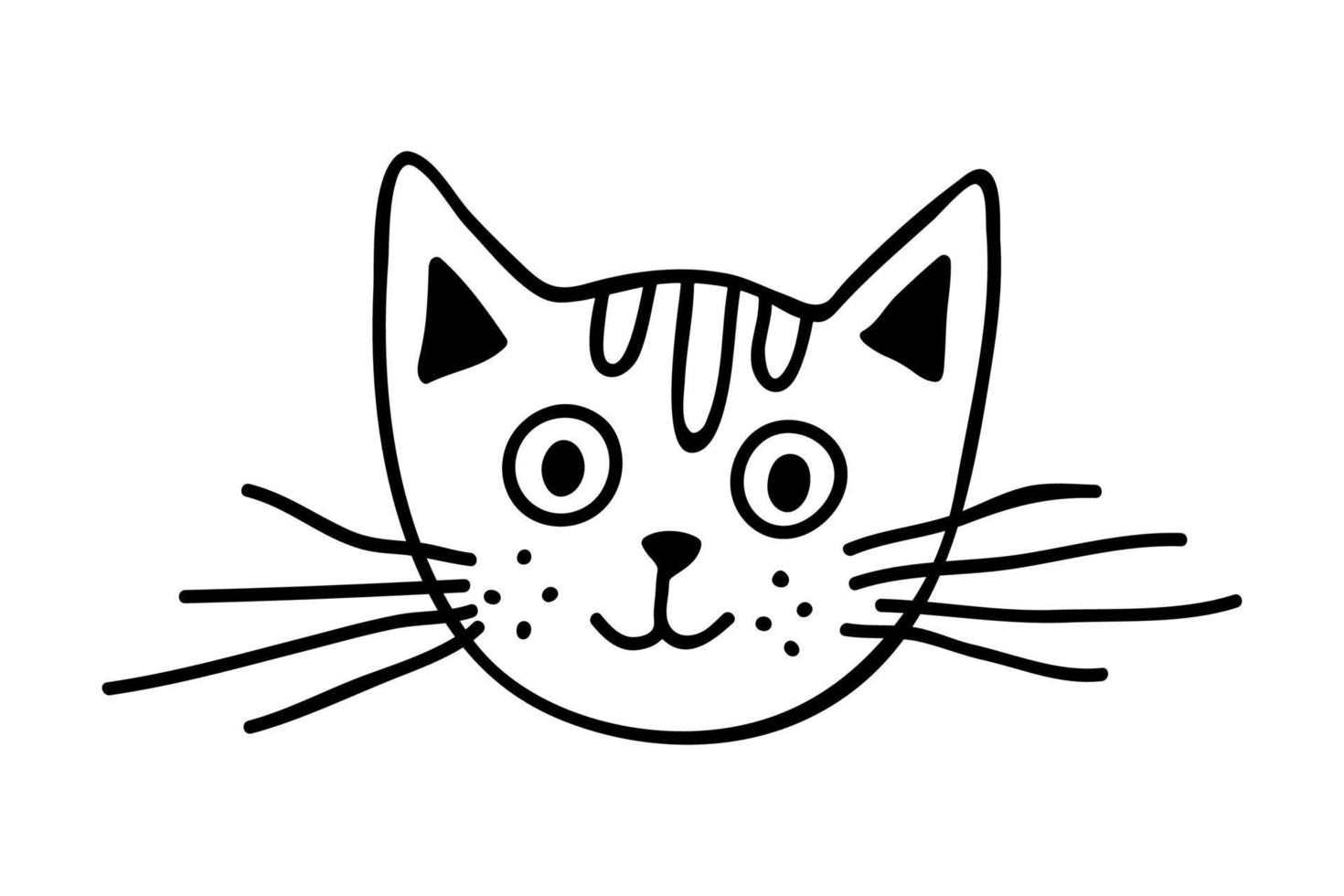 Hand drawn cat muzzle clipart. Cute pet face doodle vector