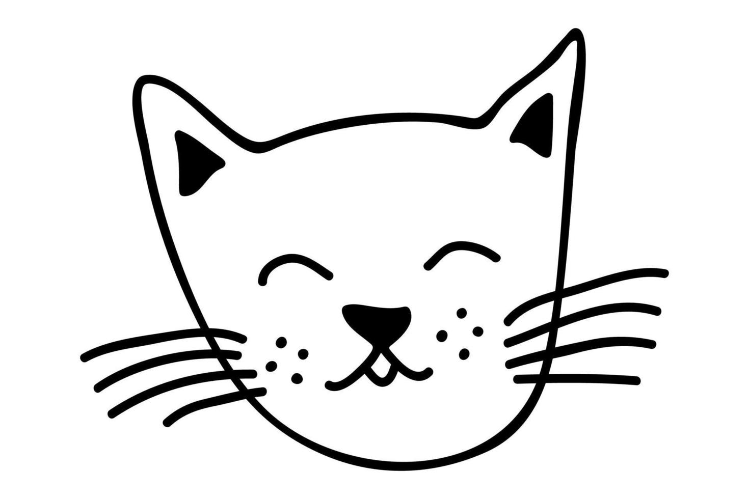 Hand drawn cat muzzle clipart. Cute pet face doodle vector