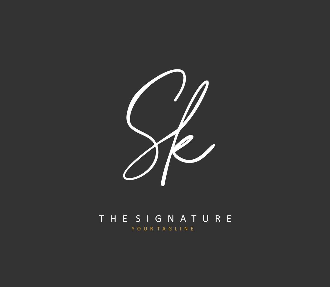 s k sk inicial letra escritura y firma logo. un concepto escritura inicial logo con modelo elemento. vector