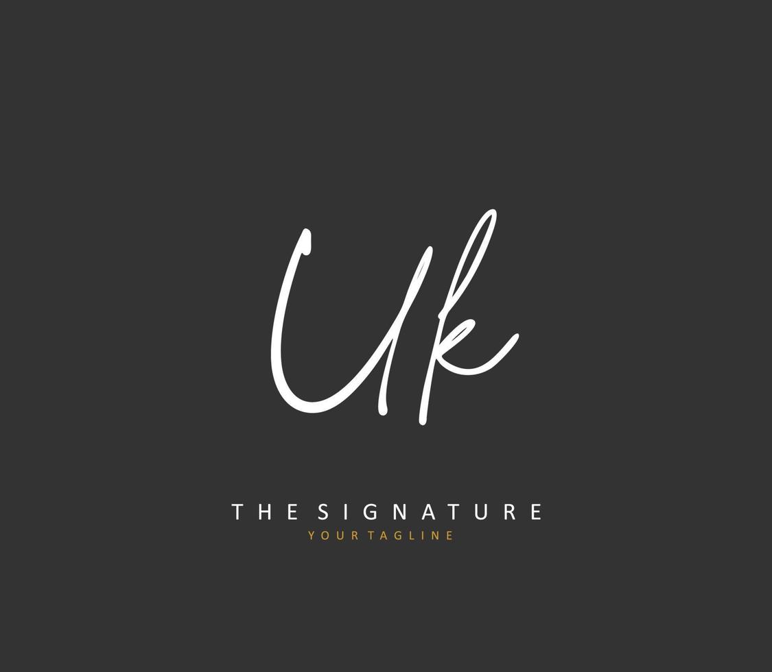 U K UK Initial letter handwriting and  signature logo. A concept handwriting initial logo with template element. vector