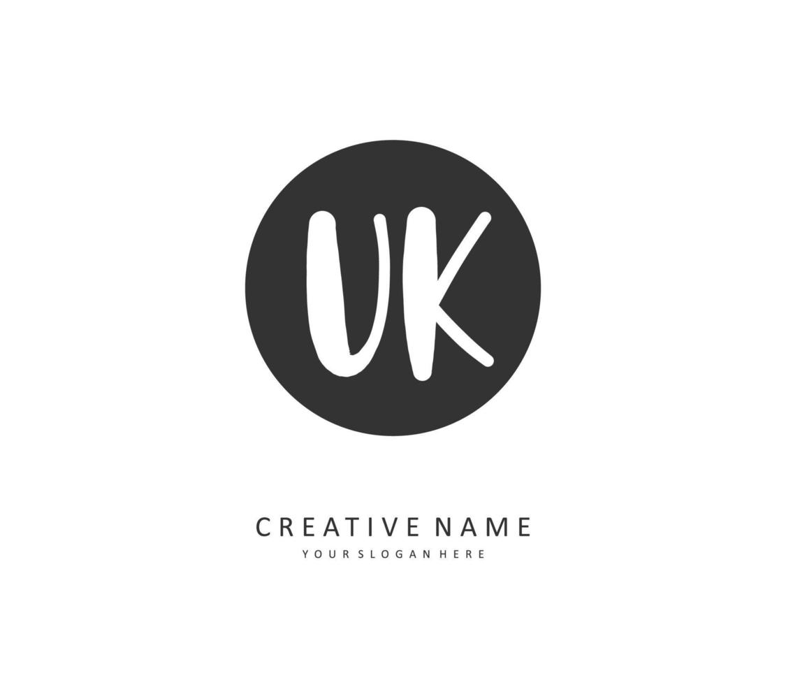 U K UK Initial letter handwriting and  signature logo. A concept handwriting initial logo with template element. vector