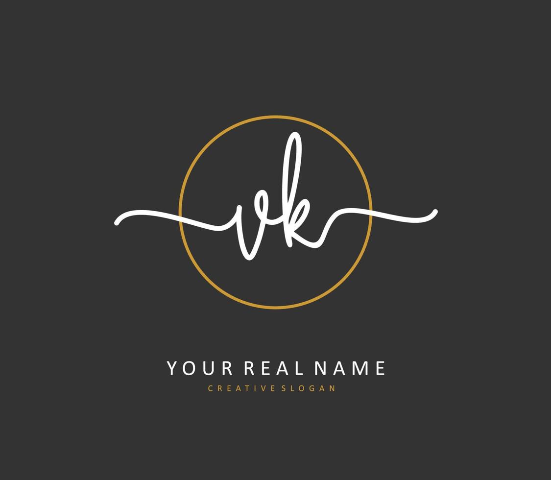 V K VK Initial letter handwriting and  signature logo. A concept handwriting initial logo with template element. vector