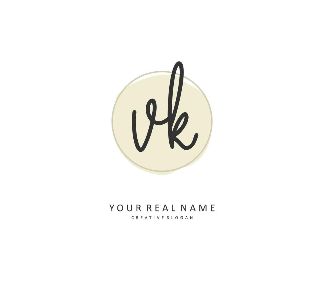 V K VK Initial letter handwriting and  signature logo. A concept handwriting initial logo with template element. vector