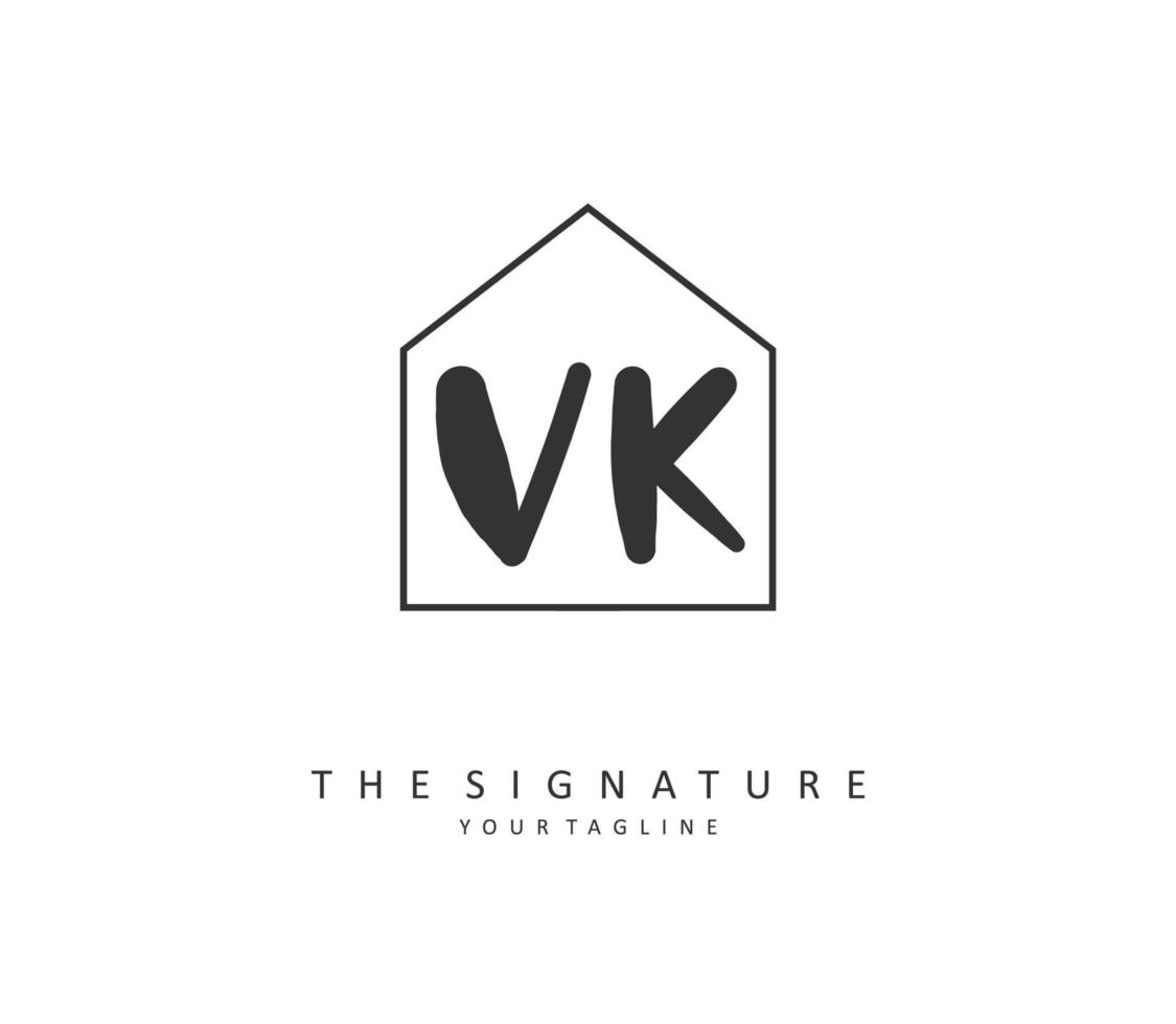 V K VK Initial letter handwriting and  signature logo. A concept handwriting initial logo with template element. vector