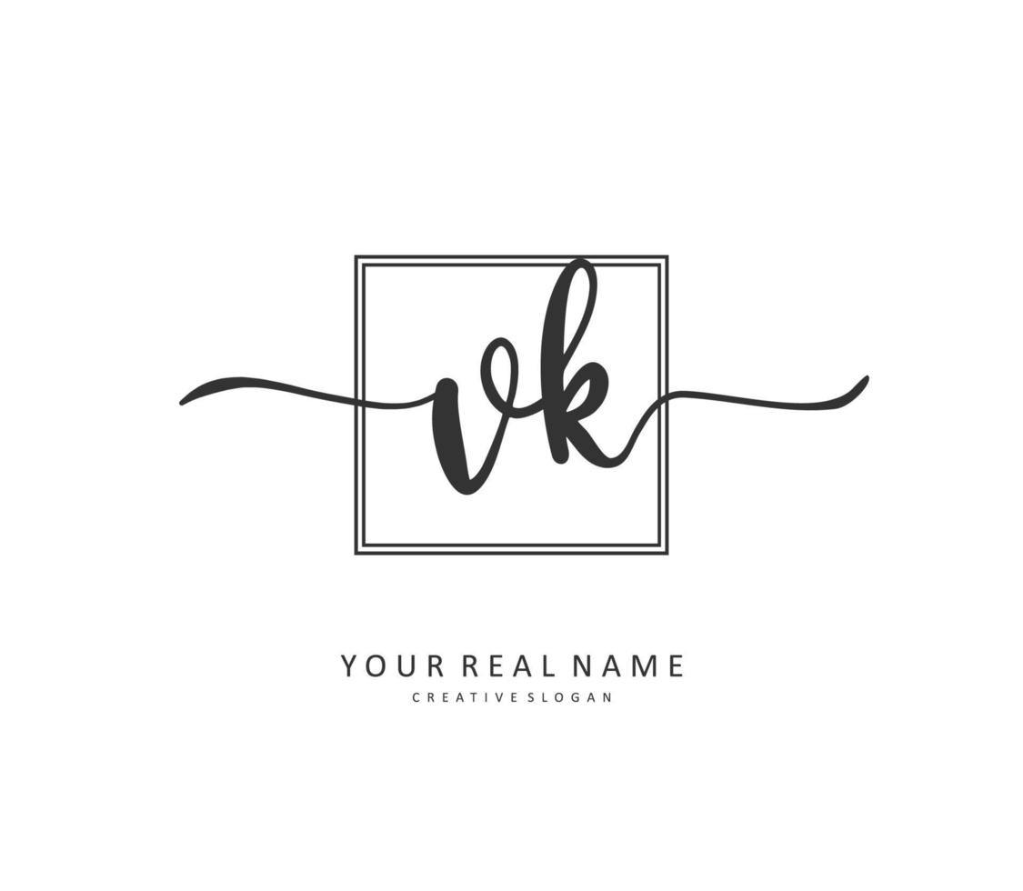 V K VK Initial letter handwriting and  signature logo. A concept handwriting initial logo with template element. vector