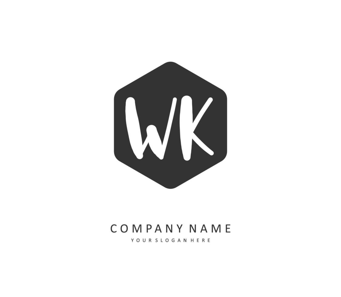 W K WK Initial letter handwriting and  signature logo. A concept handwriting initial logo with template element. vector