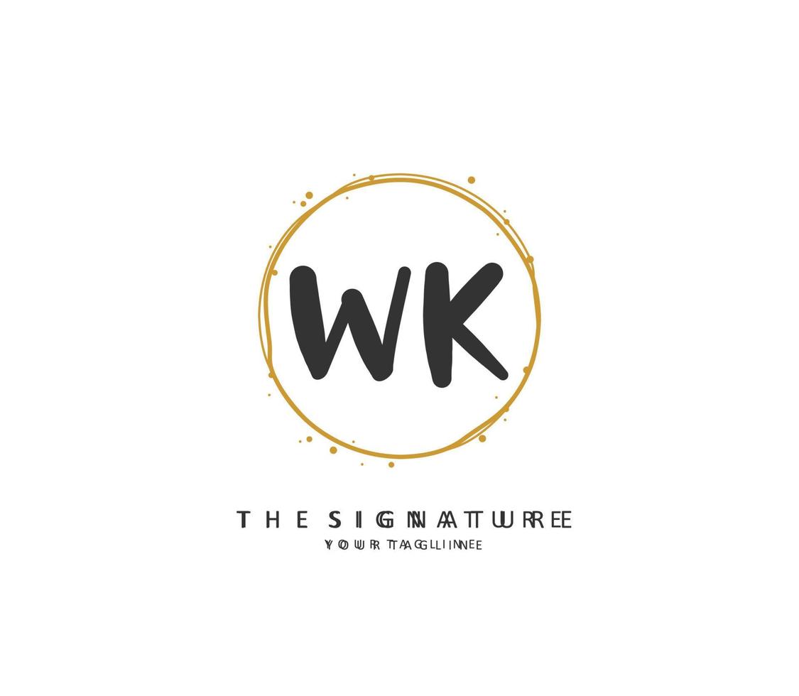 w k semana inicial letra escritura y firma logo. un concepto escritura inicial logo con modelo elemento. vector