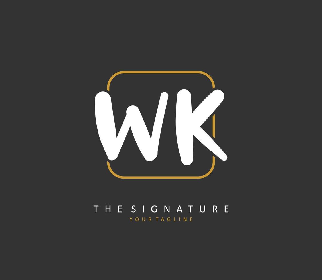 W K WK Initial letter handwriting and  signature logo. A concept handwriting initial logo with template element. vector