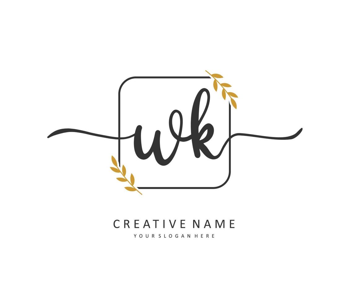 W K WK Initial letter handwriting and  signature logo. A concept handwriting initial logo with template element. vector