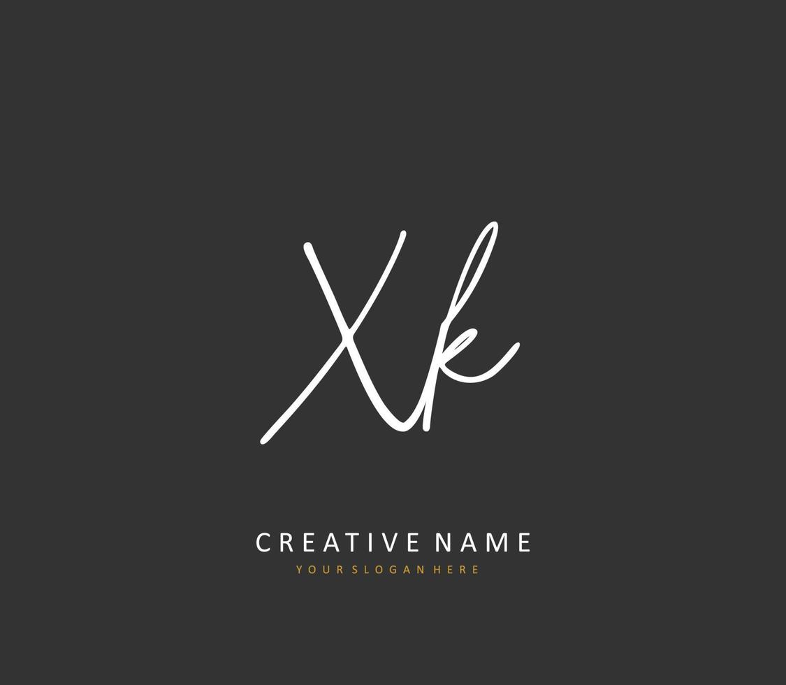 X k xk inicial letra escritura y firma logo. un concepto escritura inicial logo con modelo elemento. vector