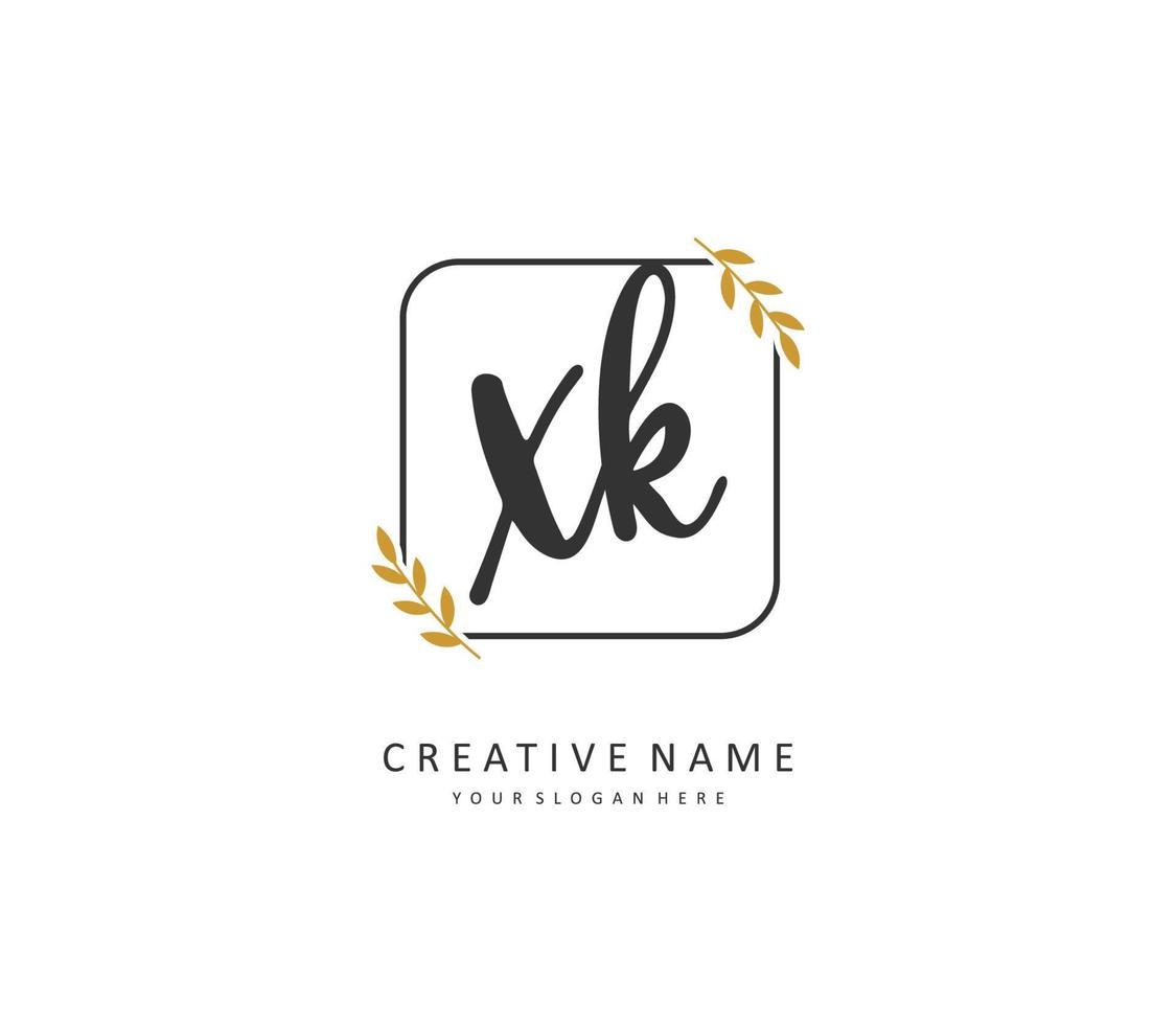 X K XK Initial letter handwriting and  signature logo. A concept handwriting initial logo with template element. vector