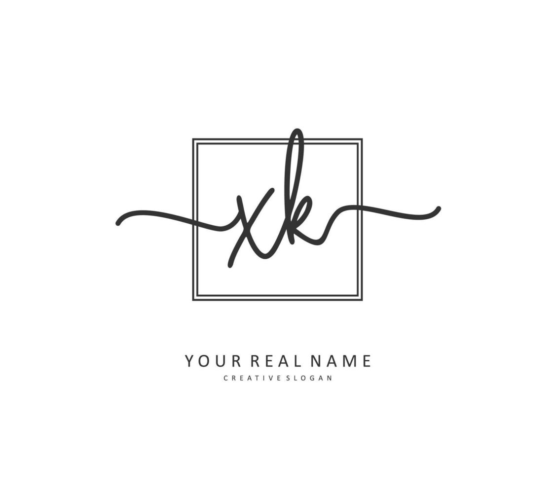 X K XK Initial letter handwriting and  signature logo. A concept handwriting initial logo with template element. vector