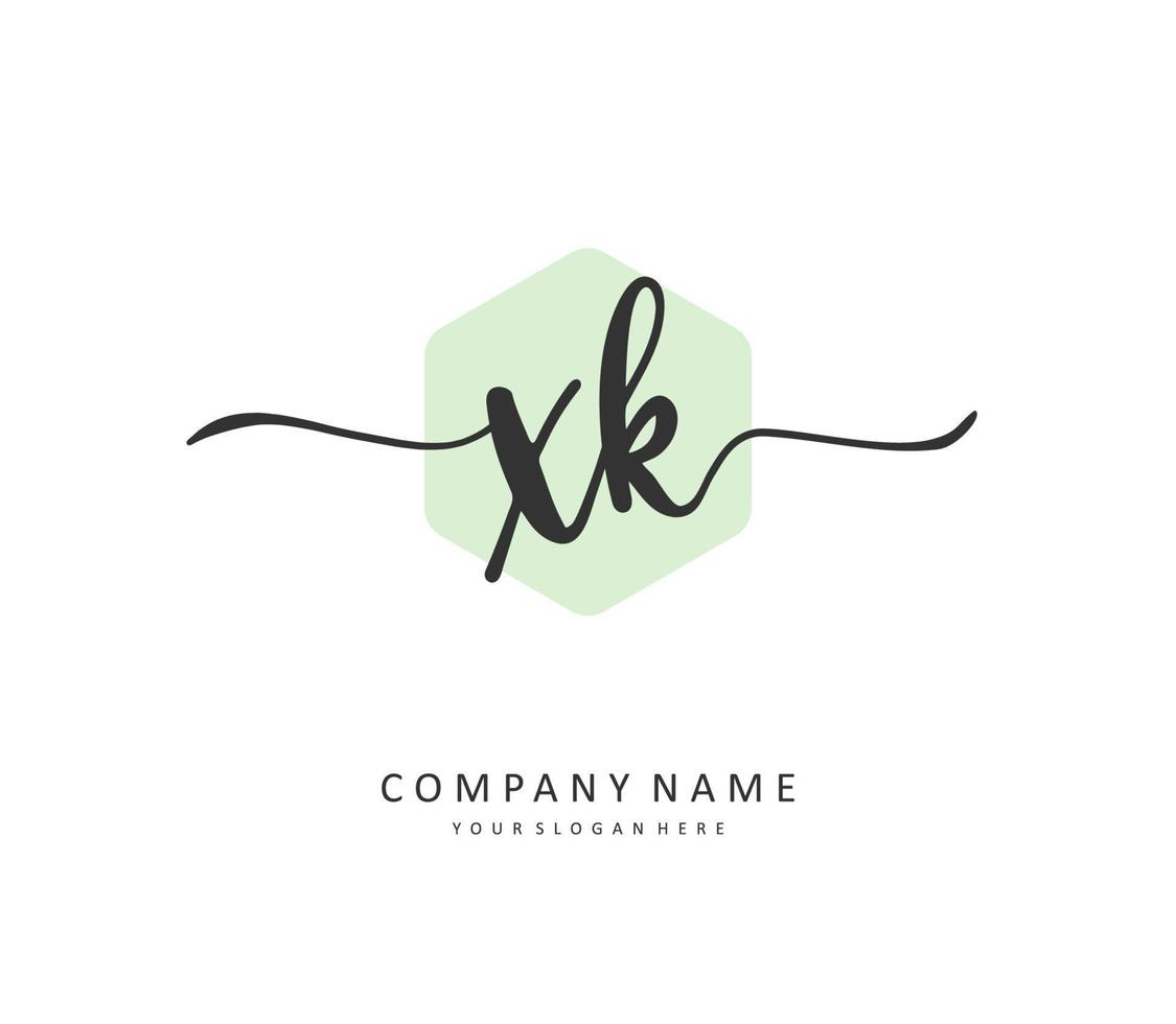 X K XK Initial letter handwriting and  signature logo. A concept handwriting initial logo with template element. vector