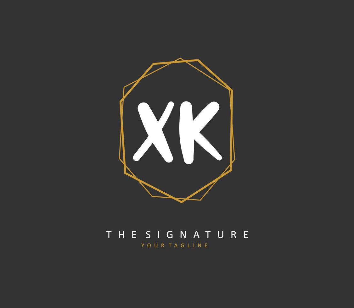 X K XK Initial letter handwriting and  signature logo. A concept handwriting initial logo with template element. vector