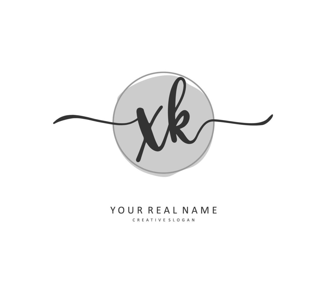 X K XK Initial letter handwriting and  signature logo. A concept handwriting initial logo with template element. vector