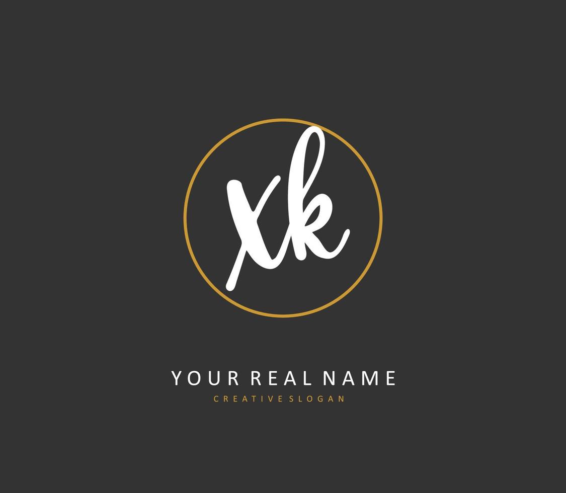 X K XK Initial letter handwriting and  signature logo. A concept handwriting initial logo with template element. vector