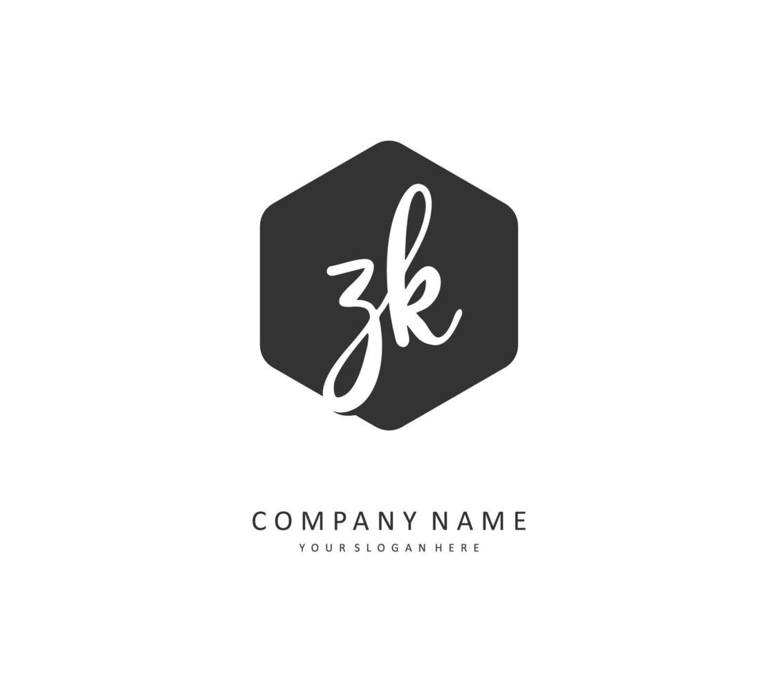 Z K ZK Initial letter handwriting and  signature logo. A concept handwriting initial logo with template element. vector