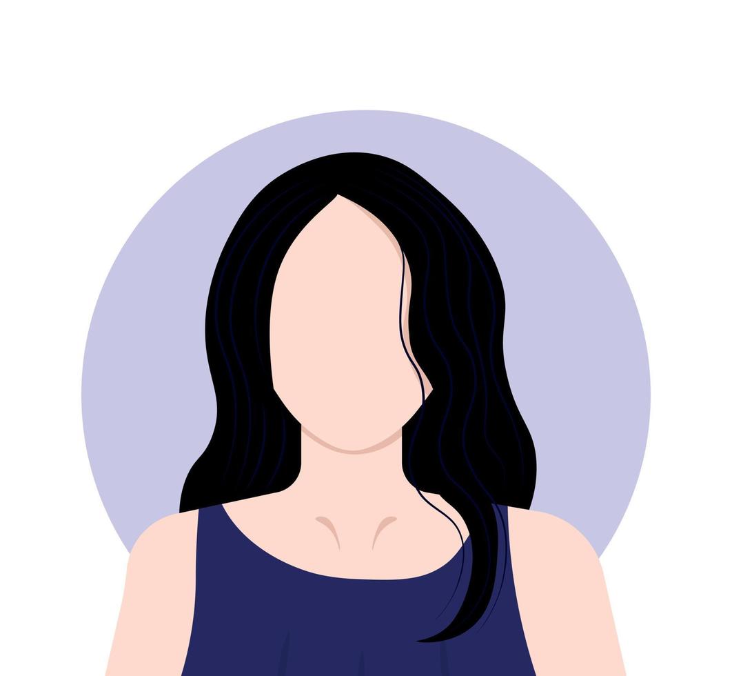 Flat vector illustration of a young woman with wavy hair