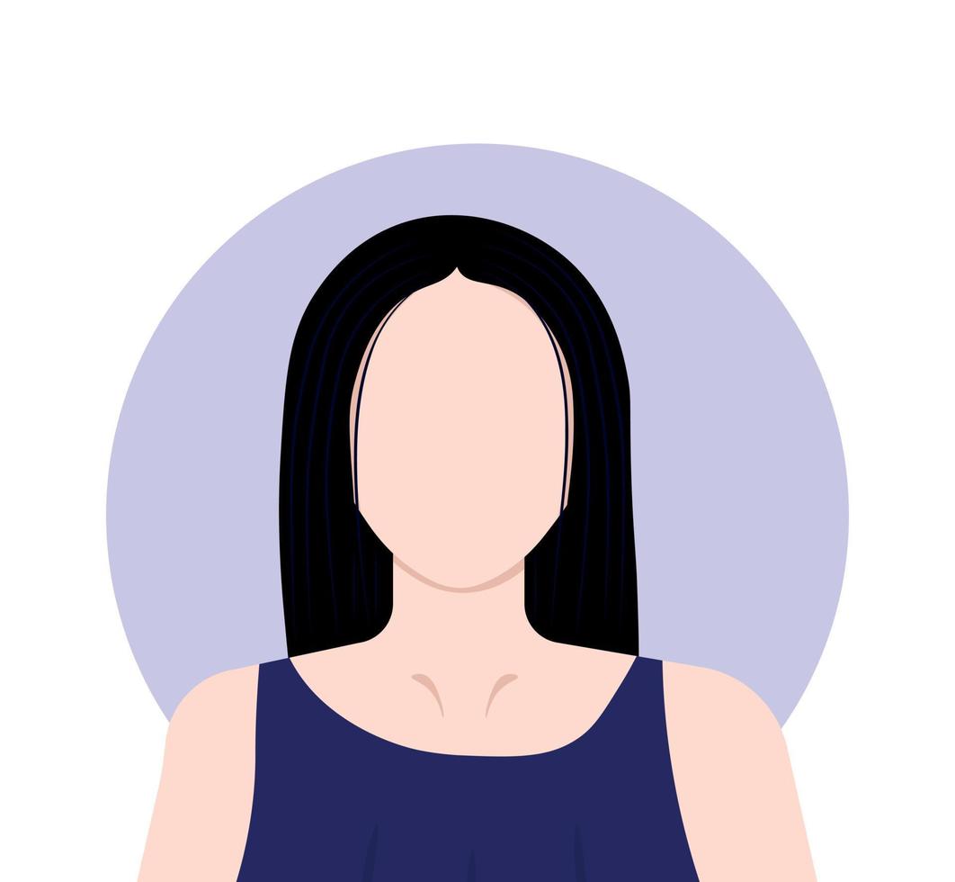 Flat vector illustration of a young woman with straight hair