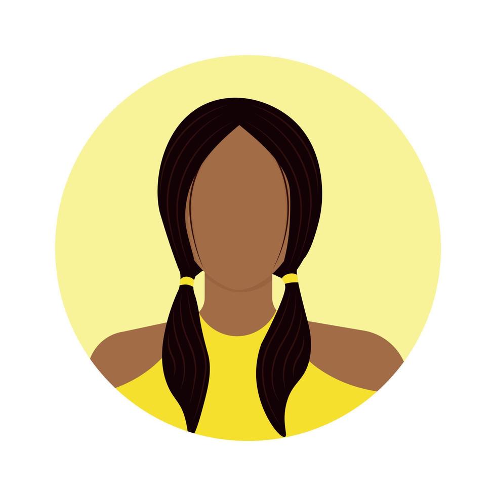 africano americano mujer avatar con coletas vector